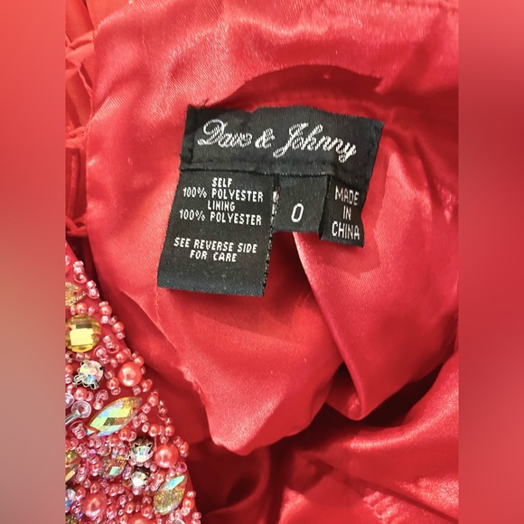 Dave & Johnny Chiffon Embellished Bodice Beaded Red/Orange Mini Dress. CL3 - Picture 9 of 10